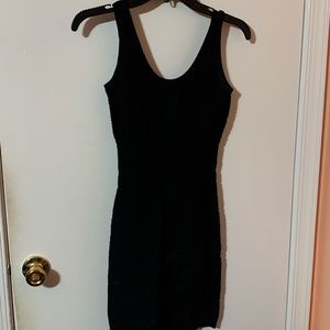 Little Black Textured Bodycon Tight Dress